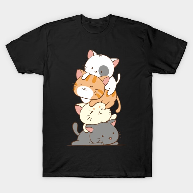 Meowtain Kawaii Cute Cat Stack T-Shirt by Irene Koh Studio